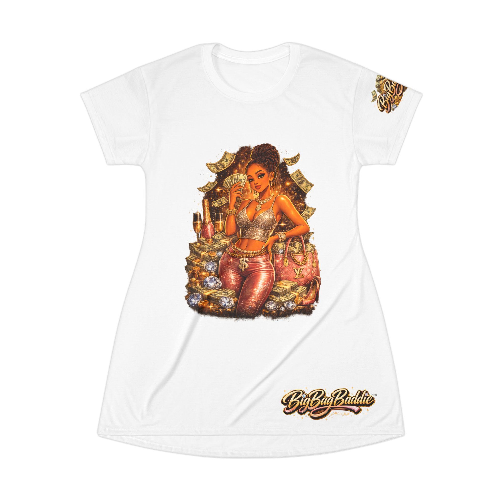 Big Bag Baddie graphic tee | Money stack typography, streetwear